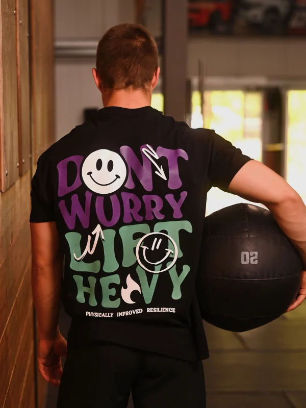 BOXY SHIRT - DON'T WORRY - LIFT HEAVY – Bild 3